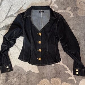 Black Jean Jacket with Gold Buttons - MICHAEL KORS